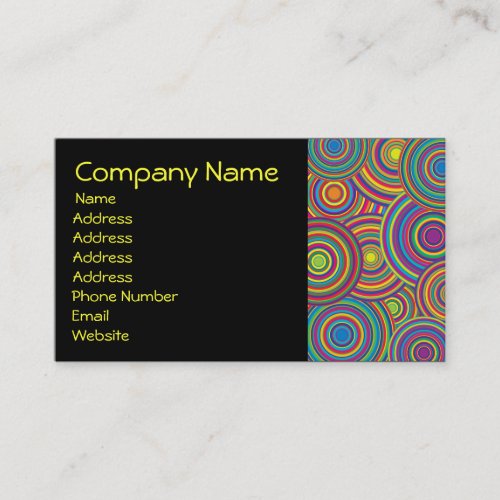 Retro Rainbow Circles Pattern Business Card