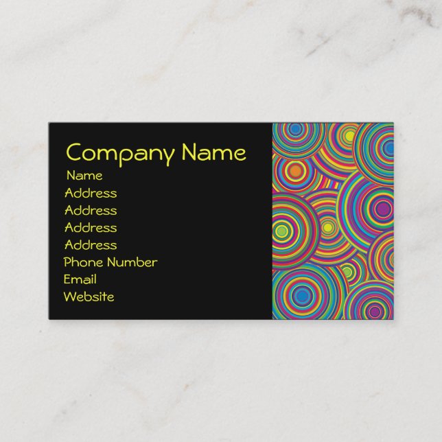 Retro Rainbow Circles Pattern Business Card (Front)