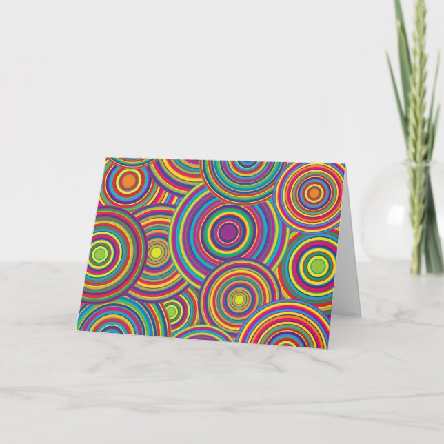 Retro Rainbow Circles Pattern Card (Front)