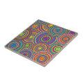 Retro Rainbow Circles Pattern Ceramic Tile | Zazzle