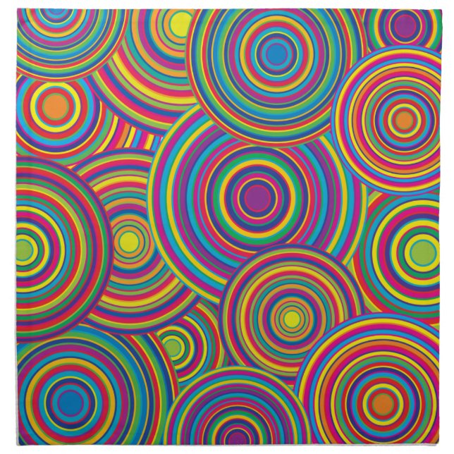 Retro Rainbow Circles Pattern Cloth Napkin (Front)