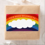 Retro Rainbow Cloud Label<br><div class="desc">Seventies inspired rainbow with cloud as white space.  Add your own text to have the same name printed on every label,  or leave blank to write by hand.  Cute addition for a baby book shower or a 1st birthday party.</div>