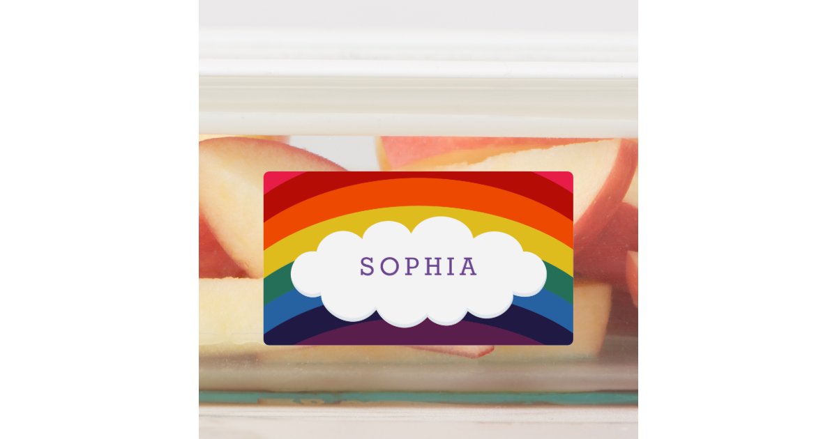 Retro Rainbow Cloud Personalized Kids Labels | Zazzle