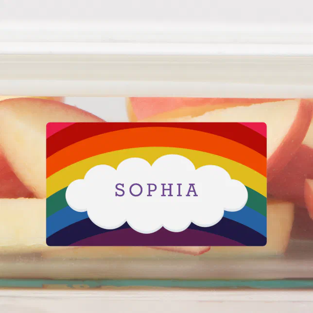 Retro Rainbow Cloud Personalized Kids Labels | Zazzle