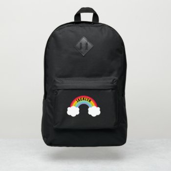 Retro Rainbow Clouds Personalized Port Authority® Backpack by beckynimoy at Zazzle