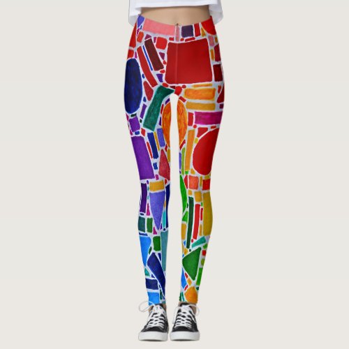Retro Rainbow Color Wheel Chart modern art Leggings