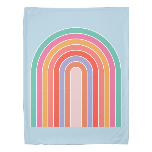 Retro Rainbow Colorful Blue Duvet Cover (Front)