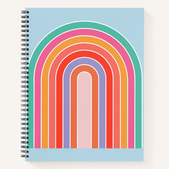 Retro Rainbow Colorful Blue Notebook (Front)