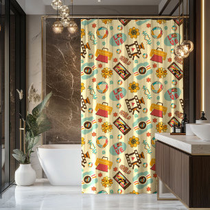 Retro Rainbow Curtain 70s Pastel Bathroom Joy