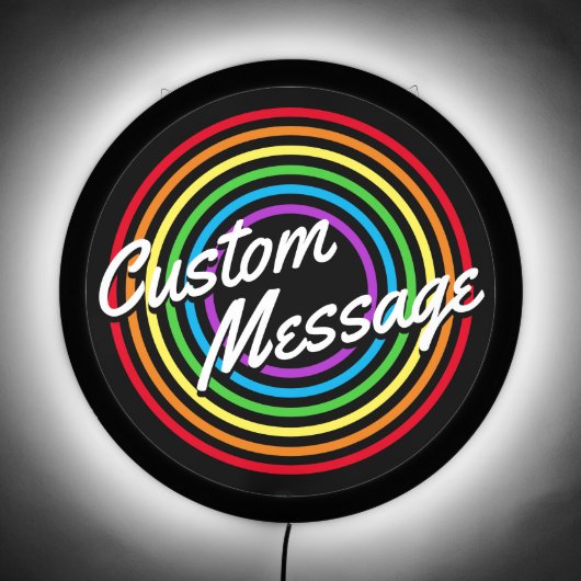 Retro Rainbow Custom Script  LED Sign (Front)