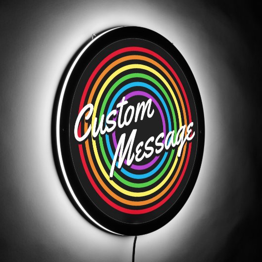 Retro Rainbow Custom Script  LED Sign (Angle)