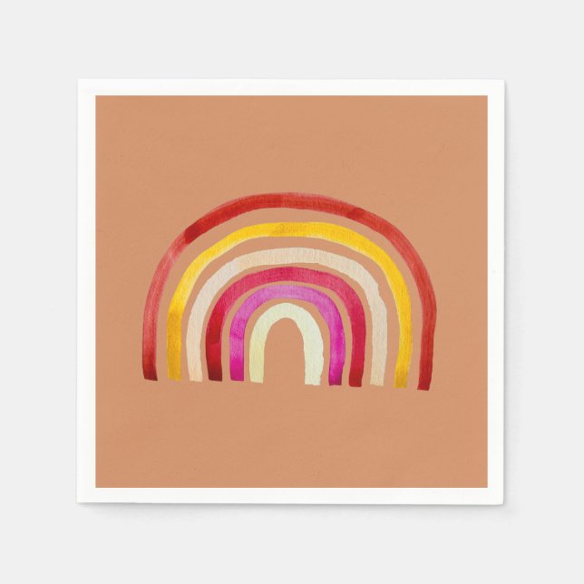 Retro Rainbow cute watercolor Napkins (Front)
