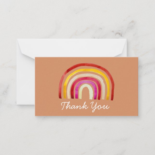 Retro Rainbow cute watercolor Note Card (Front)