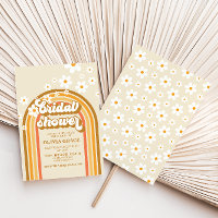 Retro Rainbow Daisy Groovy bridal shower Invitatio