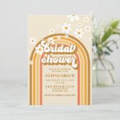 Retro Rainbow Daisy Groovy bridal shower Invitatio Invitation (Standing Front)