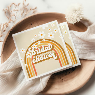 Retro Rainbow Daisy Groovy bridal shower Napkins