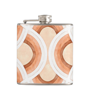 Retro Rainbow Design In Pastel Rust and Desert Flask
