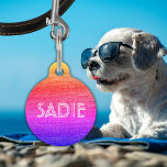 Retro Rainbow Dog or Cat Name & Information Pet ID Tag<br><div class="desc">A bright and colorful retro nametag for your dog or cat!  Backside features room for your name and phone number. Let your pet show off some style with this fun and funky rainbow gradient design!</div>