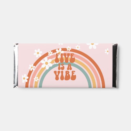 Retro rainbow Five is a Vibe 5th birthday Hershey Bar Favors