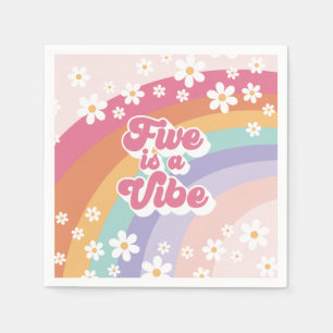 Retro Rainbow Five is a Vibe 5th Birthday Napkins