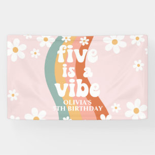 Retro Rainbow Five is a Vibe Daisy 5TH Birthday Banner