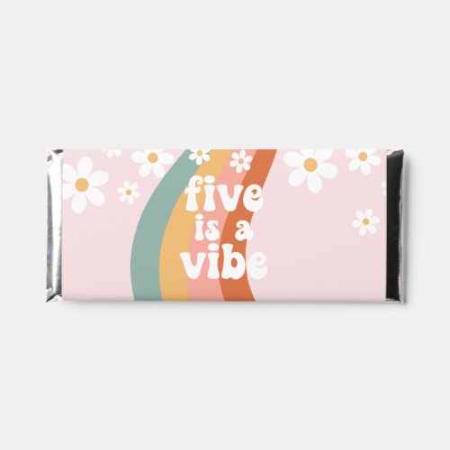 Retro Rainbow Five is a Vibe Daisy 5th Birthday Hershey Bar Favors