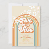 Retro Rainbow FIVE is a Vibe Groovy 5th Birthday I Invitation (Front)