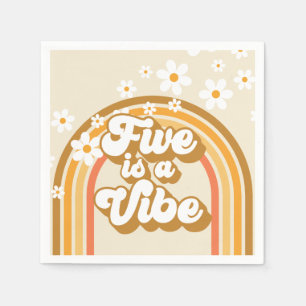 Retro Rainbow FIVE is a Vibe Groovy 5th Birthday Napkins