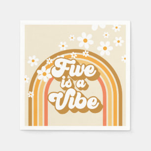 Retro Rainbow FIVE is a Vibe Groovy 5th Birthday Napkins