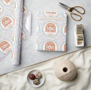 Retro Rainbow FIVE is a Vibe Groovy 5th Birthday Wrapping Paper