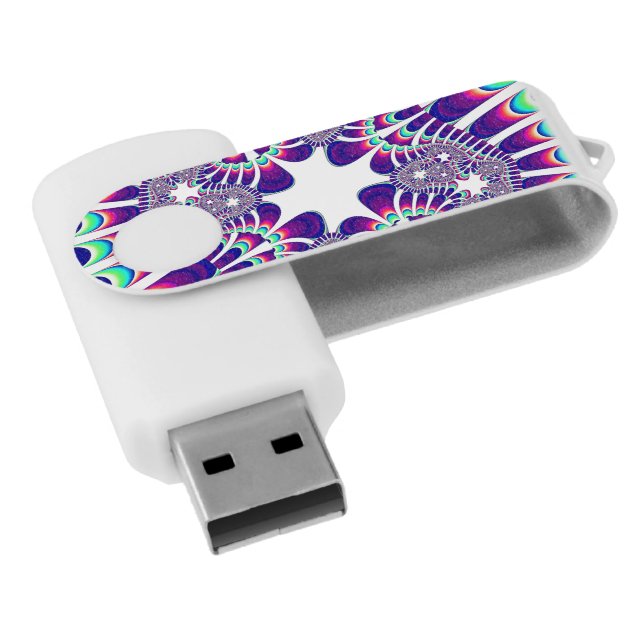 Retro Rainbow Flower Flash Drive (Angled)