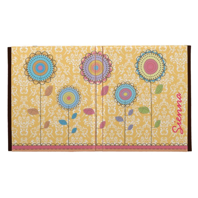 Retro Rainbow Flower Name IPAD Caseable Folio Case (Opened)