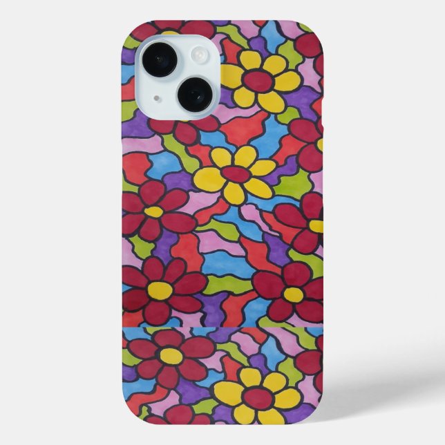 Retro Rainbow Flower Pattern  Case-Mate iPhone Case (Back)