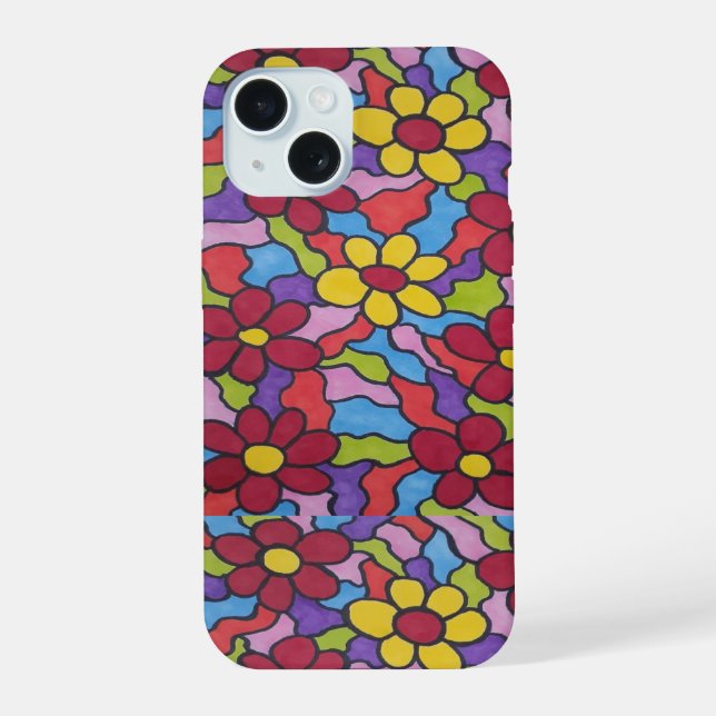 Retro Rainbow Flower Pattern  Iphone Case (Back)