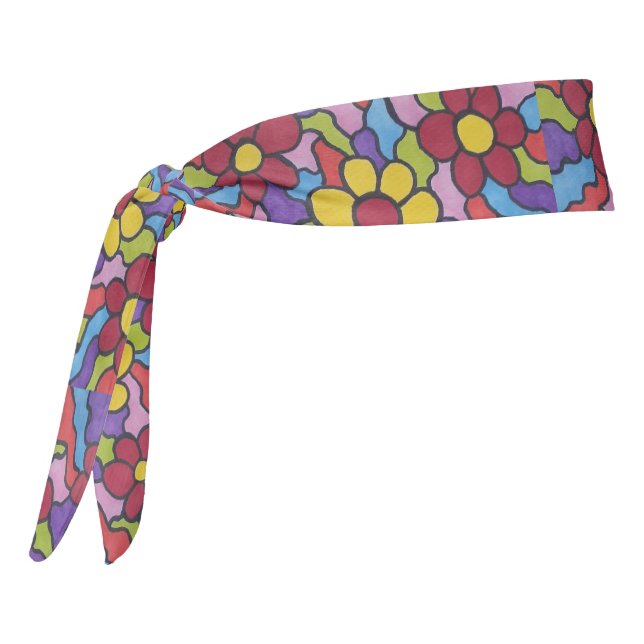 Retro Rainbow Flower Pattern  Tie Headband (Rotate 270)