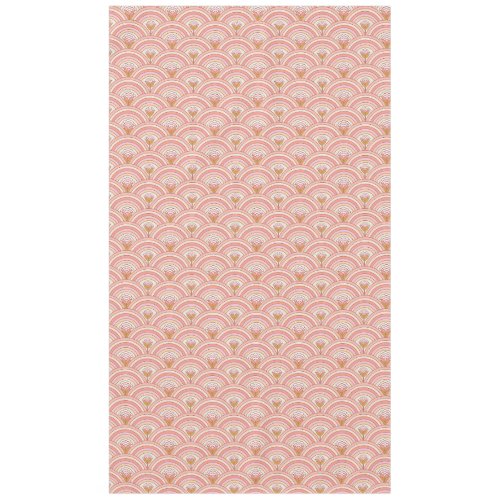 Retro Rainbow Flowers Pink  Coral Tablecloth