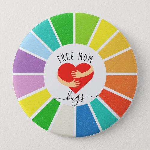 Retro Rainbow Free Mom Hugs  LGBT Pride Button