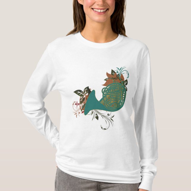 Retro Rainbow French Horn T-Shirt (Front)