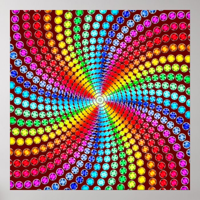 Retro Rainbow Gems Swirl Poster Print