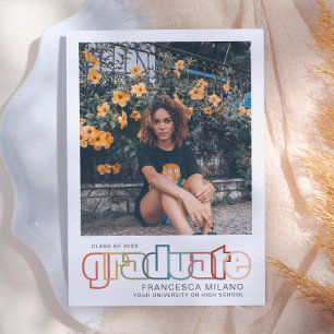 Retro Rainbow Graduate Photo Announcement