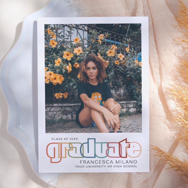 Retro | Rainbow Graduate Photo Announcement (Creator Uploaded)