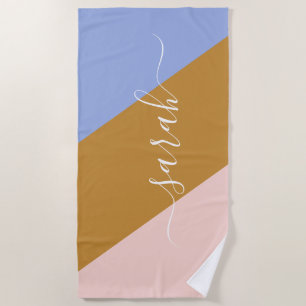 Retro Rainbow Graphic Personalized Name Beach Towel