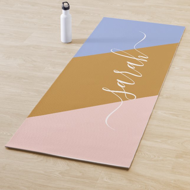 Retro Rainbow Graphic Personalized Name Yoga Mat (In Situ)