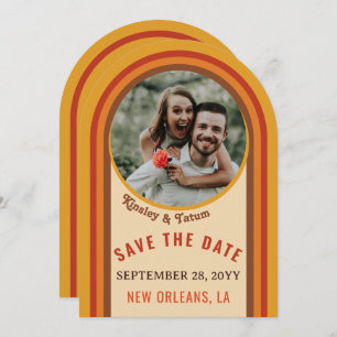 Retro Rainbow Groovy Arch Photo Save the Date