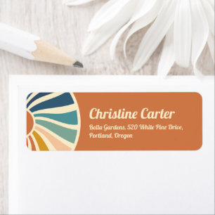 Retro Rainbow Groovy Baby Shower Return Address La Label