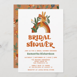 Retro Rainbow Groovy Bridal Shower Invitation