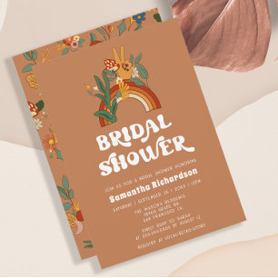Retro Rainbow Groovy Bridal Shower Invitation