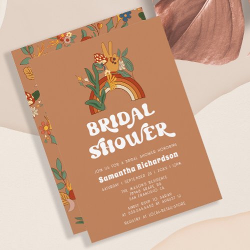 Retro Rainbow Groovy  Bridal Shower Invitation