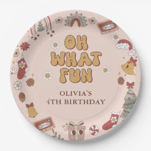 Retro Rainbow Groovy Christmas Birthday Party Paper Plates