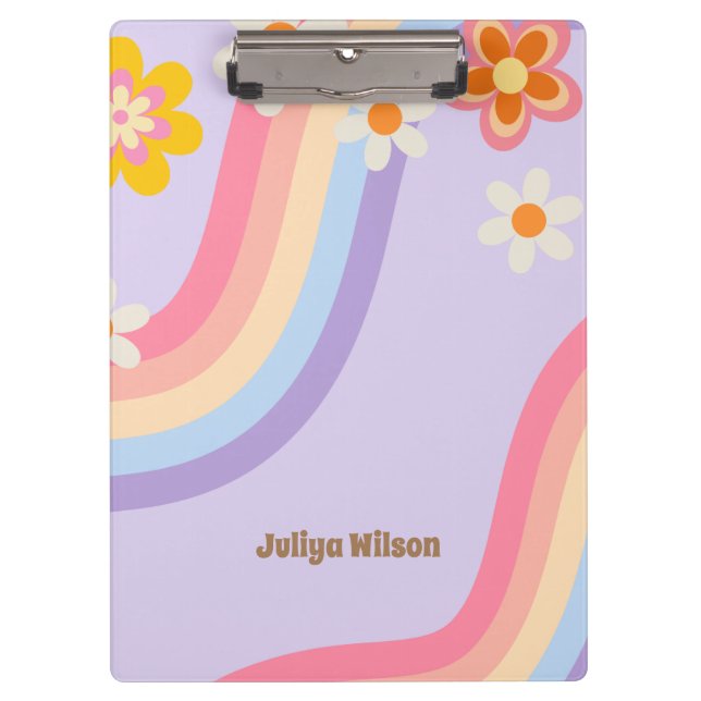  Retro Rainbow groovy Clipboard (Front)